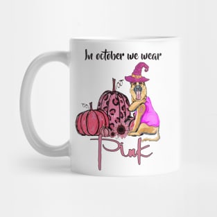 In October We Wear Pink - Halloween Pink German Dog Witch Pumpkin Mug